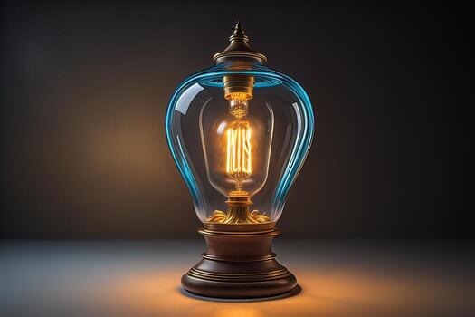 Lantern with glowing light on dark background. ai generative photo