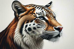 Portrait of a tiger on a solid color background. Close-up. ai generative photo