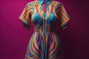 Women's dress on a mannequin in a fashion store. ai generative photo