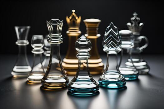 vaso ajedrez piezas en un oscuro fondo, el concepto de negocio estrategia. ai generativo foto