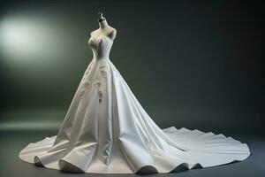 Wedding dress on a mannequin. ai generative photo
