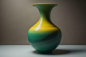 Ceramic vase on a solid color background. ai generative photo