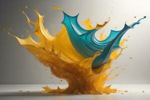 a colorful water splash on a gradient background. ai generative photo