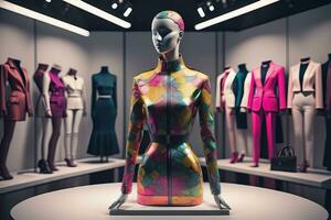 Futuristic fashion mannequin in the store. ai generative photo