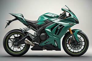 Modern powerful sports motorcycle on a colorful background. ai generative photo