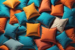 a colorful and decorative pillow on a gray background. ai generative photo