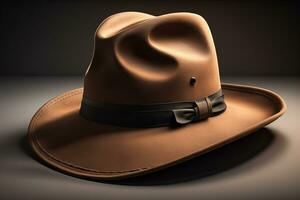 Cowboy hat on a wooden table. ai generative photo