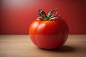 Fresh tomatoe on a wooden background. ai generative photo