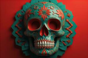 Day of the Dead sugar skull. Mexican sugar skull. ai generative photo