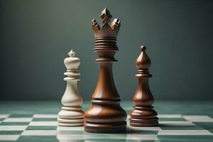 Different chess piece on a solid color background. ai generative photo