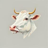 Illustration of a portrait of a cow on a grey background. ai generative photo