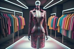 Futuristic fashion mannequin in the store. ai generative photo