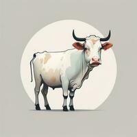 Illustration of a portrait of a cow on a grey background. ai generative photo