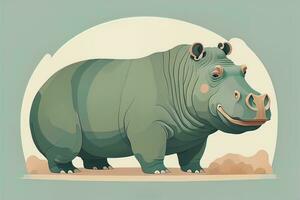 Hippopotamus standing on its hind legs. Vector illustration. ai generative photo