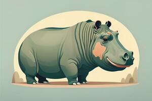 Hippopotamus standing on its hind legs. Vector illustration. ai generative photo