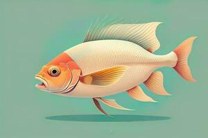 Illustration of a fish on a blue background, vector illustration. ai generative photo