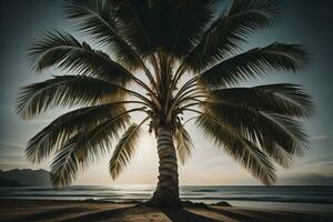 Palm tree on the beach. Summer vacation concept. ai generative photo