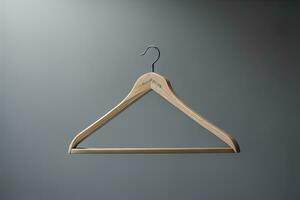 Wooden clothes hanger hanging on the wall. ai generative photo