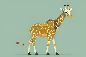 Giraffe isolated on green background. Cartoon style. Vector illustration. ai generative photo