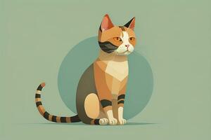 Cute cat sitting on the floor. Vector illustration in retro style. ai generative photo