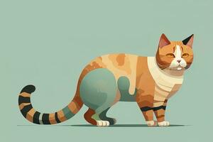 Cute cat sitting on the floor. Vector illustration in retro style. ai generative photo