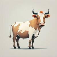 Illustration of a portrait of a cow on a grey background. ai generative photo