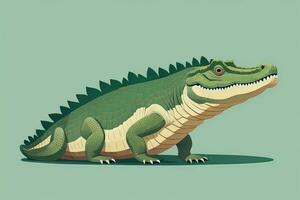 Crocodile on green background. Vector illustration in retro style. ai generative photo