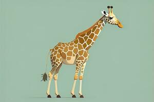 Giraffe isolated on green background. Cartoon style. Vector illustration. ai generative photo
