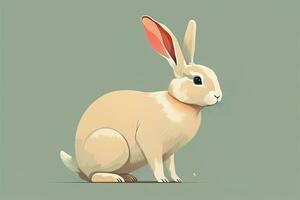 Vector illustration of a cute white rabbit sitting on a gray background. ai generative photo