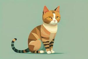 Cute cat sitting on the floor. Vector illustration in retro style. ai generative photo