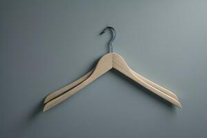 Wooden clothes hanger hanging on the wall. ai generative photo