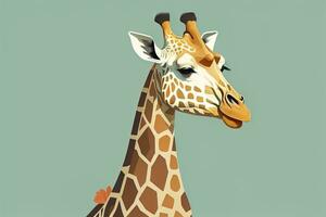 Giraffe isolated on green background. Cartoon style. Vector illustration. ai generative photo