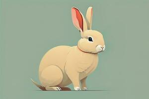 Vector illustration of a cute white rabbit sitting on a gray background. ai generative photo