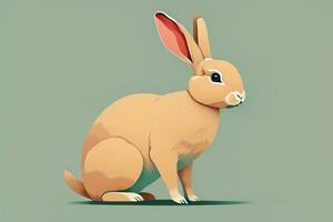 Vector illustration of a cute white rabbit sitting on a gray background. ai generative photo