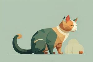 Cute cat sitting on the floor. Vector illustration in retro style. ai generative photo