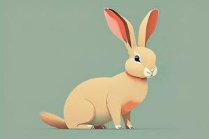 Vector illustration of a cute white rabbit sitting on a gray background. ai generative photo