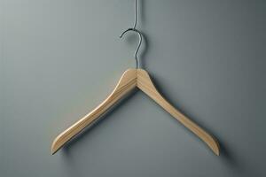 Wooden clothes hanger hanging on the wall. ai generative photo