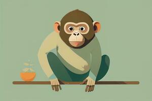 Vector illustration of a monkey. Cartoon style. ai generative photo