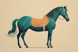 Brown and white horse standing. Vector illustration. ai generative photo