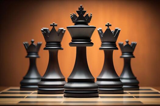 Different chess piece on a solid color background. ai generative photo