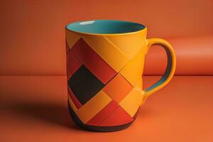 Cup of coffee. Beautiful and stylish coffee cup on a solid colored background. ai generative photo