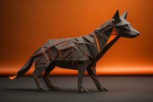 Paper origami animal isolated on solid color background. ai generative photo