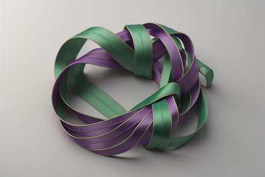 Shiny satin ribbon in brown color isolated on white background. ai generative photo