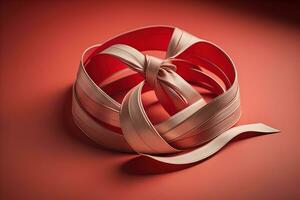 Shiny satin ribbon in brown color isolated on white background. ai generative photo