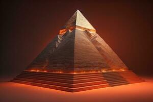 Creative and colorful pyramid on a solid color background. ai generative photo