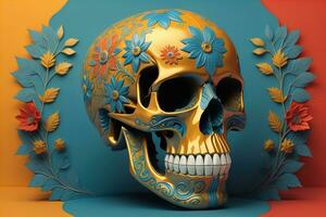 Day of the Dead sugar skull. Mexican sugar skull. ai generative photo
