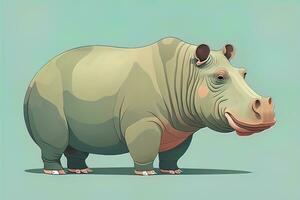 Hippopotamus standing on its hind legs. Vector illustration. ai generative photo