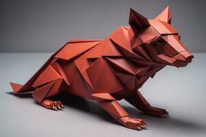 Paper origami animal isolated on solid color background. ai generative photo