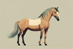 Brown and white horse standing. Vector illustration. ai generative photo