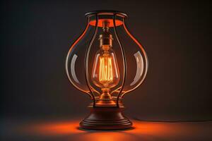 Lantern with glowing light on dark background. ai generative photo